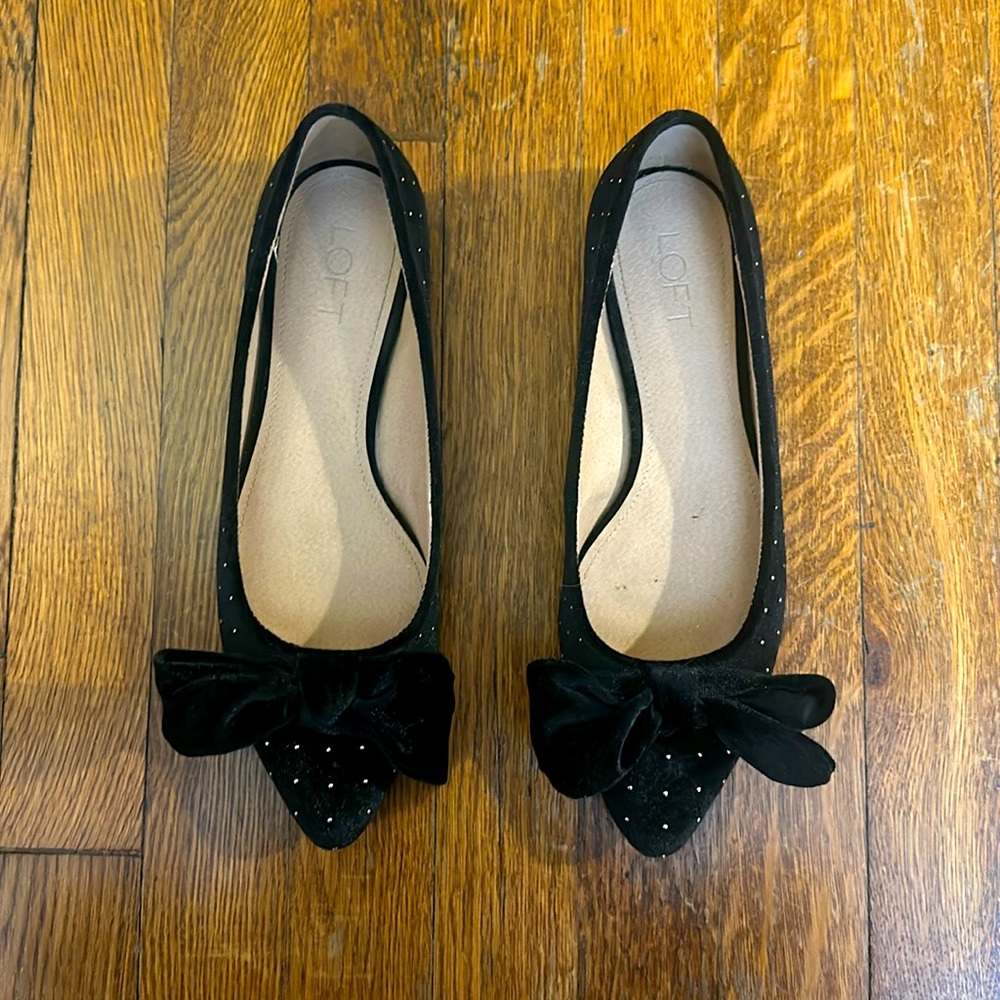 Velvet Pointed Toe Flat (Loft, 8.5)